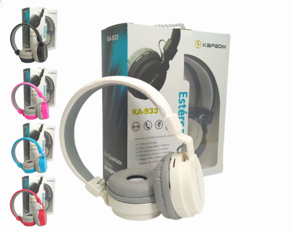 Headphone Estéreo Bluetooth Kapbom KA-933 (***SOMENTE NA COR PRETO)