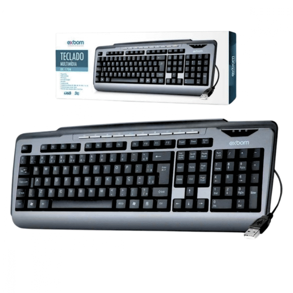 Teclado Multimídia Semi Mecânico Plug & Play Computador Notebook ABNT2 Exbom BK-170M