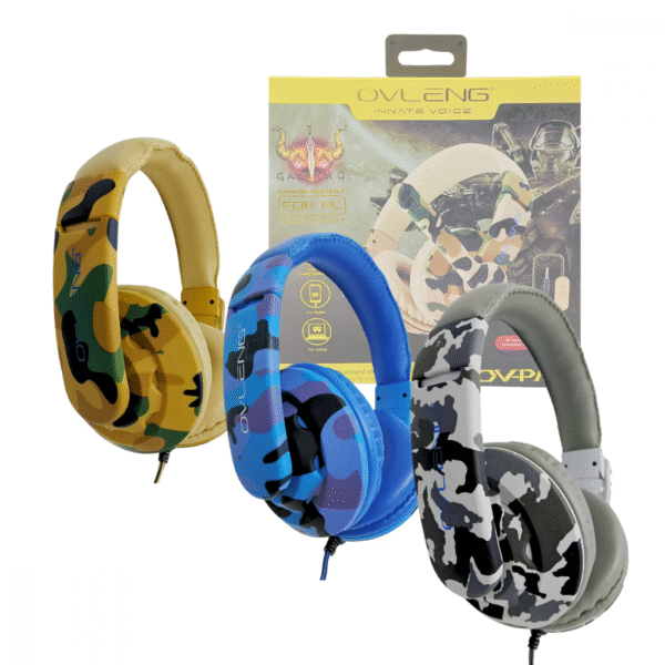 Fone De Ouvido Gamer Pro Headphone com Microfone P2 Camuflado Profissional Ovleng OV-PM2 (***DISPONIVEL SOMENTE BRANCO E BEGE)